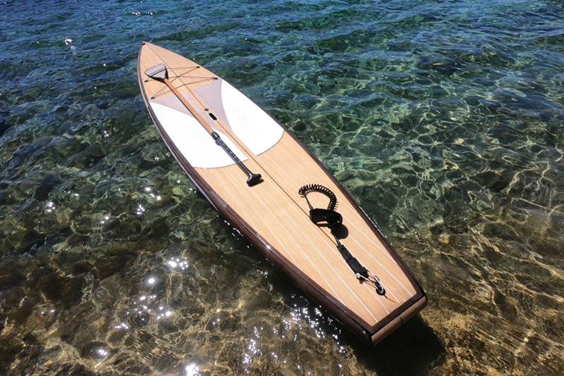 wooden paddle board